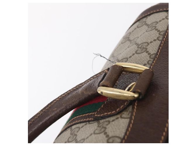 GUCCI GG Supreme Web Sherry Line Hand Bag PVC Beige Gold Red - vista 20