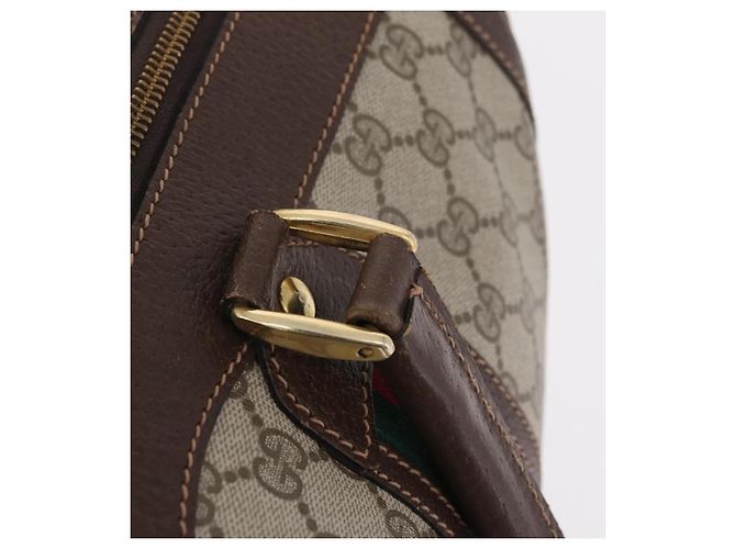 GUCCI GG Supreme Web Sherry Line Hand Bag PVC Beige Gold Red - vista 21