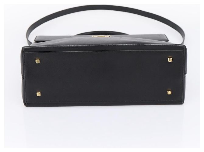 Salvatore Ferragamo Gancini Hand Bag Leather 2way Black Gold - vista 15