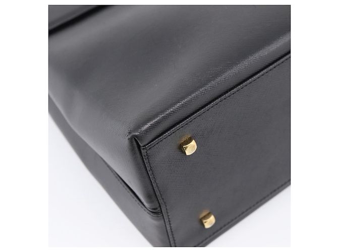 Salvatore Ferragamo Gancini Hand Bag Leather 2way Black Gold - vista 17