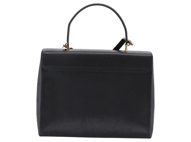 Salvatore Ferragamo Gancini Hand Bag Leather 2way Black Gold - vista 2