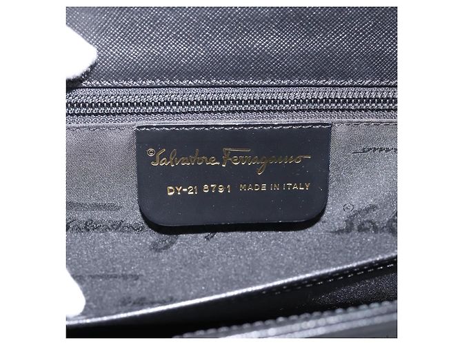 Salvatore Ferragamo Gancini Hand Bag Leather 2way Black Gold - vista 20