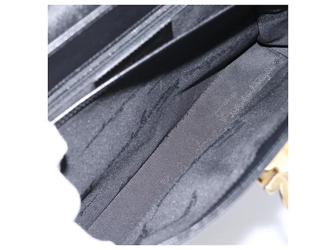 Salvatore Ferragamo Gancini Hand Bag Leather 2way Black Gold - vista 26