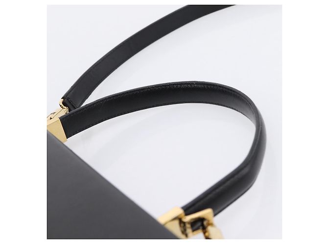 Salvatore Ferragamo Gancini Hand Bag Leather 2way Black Gold - vista 8