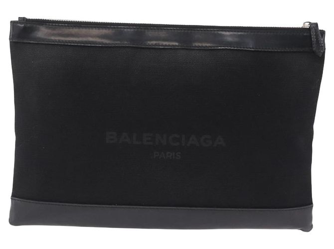 Balenciaga Clutch Bag Canvas Silver Black 373840 - vista 13