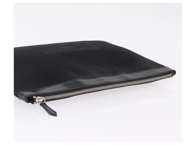 Balenciaga Clutch Bag Canvas Silver Black 373840 - vista 5