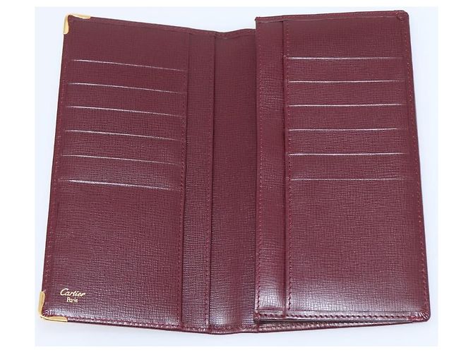 Cartier Long Wallet Leather Bordeaux Gold - vista 13