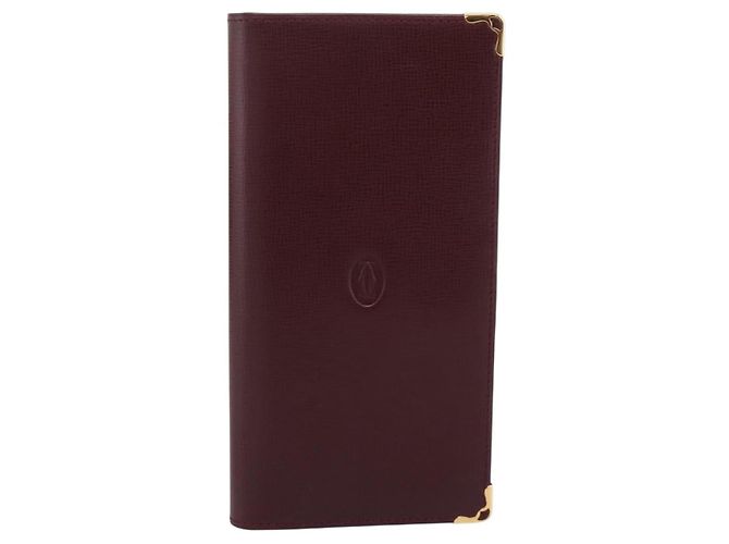 Cartier Long Wallet Leather Bordeaux Gold - vista 2