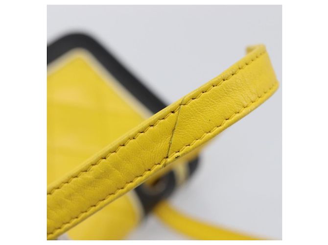 CHANEL Matelasse 2.55 Shoulder Bag Lamb Skin Yellow Silver CC - vista 17