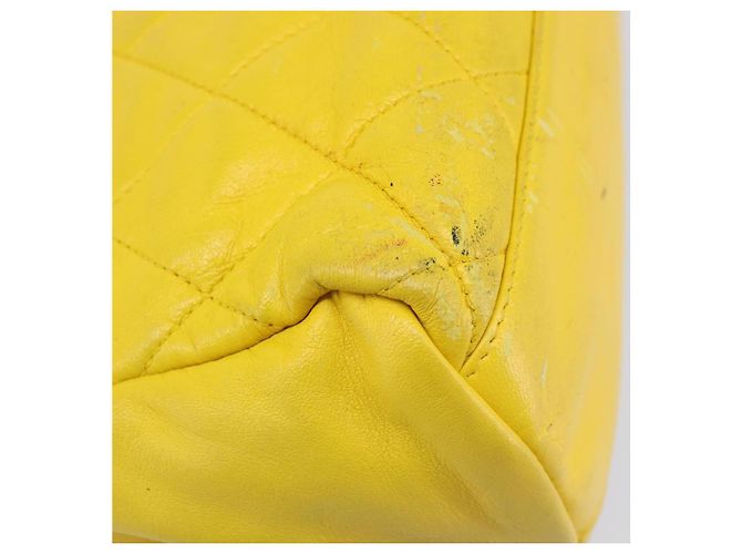 CHANEL Matelasse 2.55 Shoulder Bag Lamb Skin Yellow Silver CC - vista 22