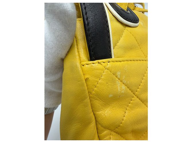 CHANEL Matelasse 2.55 Shoulder Bag Lamb Skin Yellow Silver CC - vista 26