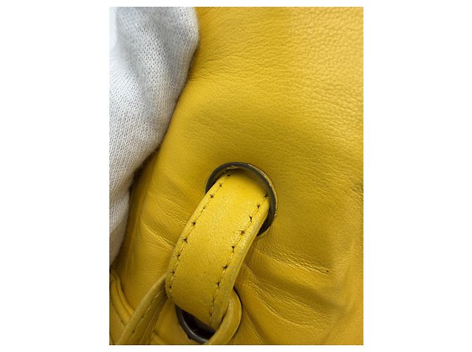 CHANEL Matelasse 2.55 Shoulder Bag Lamb Skin Yellow Silver CC - vista 27