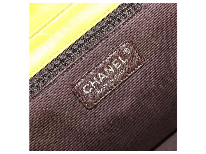 CHANEL Matelasse 2.55 Shoulder Bag Lamb Skin Yellow Silver CC - vista 31