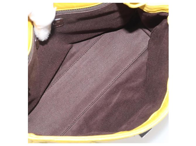 CHANEL Matelasse 2.55 Shoulder Bag Lamb Skin Yellow Silver CC - vista 32