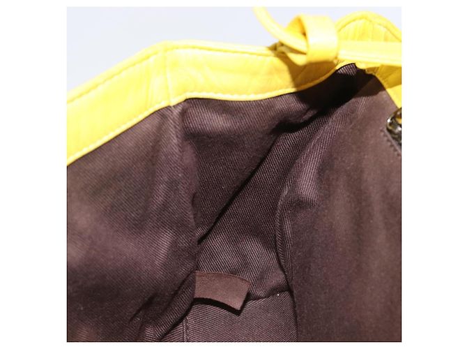 CHANEL Matelasse 2.55 Shoulder Bag Lamb Skin Yellow Silver CC - vista 34