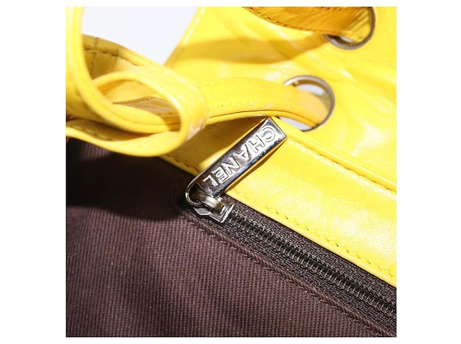 CHANEL Matelasse 2.55 Shoulder Bag Lamb Skin Yellow Silver CC - vista 35