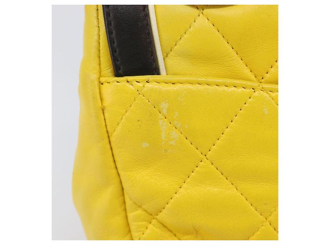 CHANEL Matelasse 2.55 Shoulder Bag Lamb Skin Yellow Silver CC - vista 5