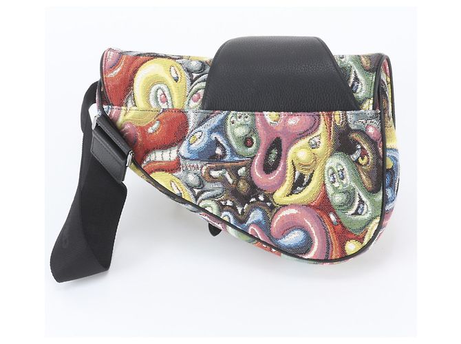 Borsa a tracolla Saddle in pelle Christian Dior x Kenny Schaff - vista 4