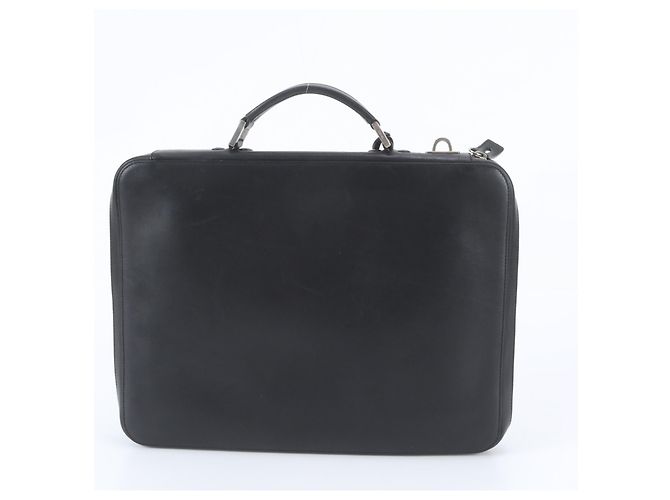 porte-documents Prada en cuir noir - vue 3