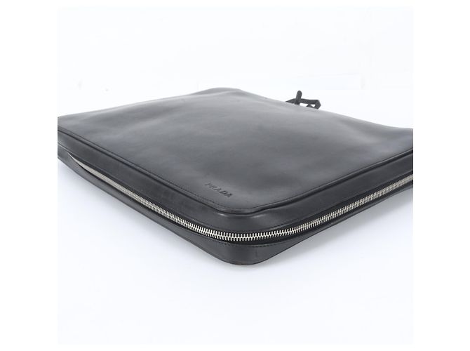 porte-documents Prada en cuir noir - vue 6