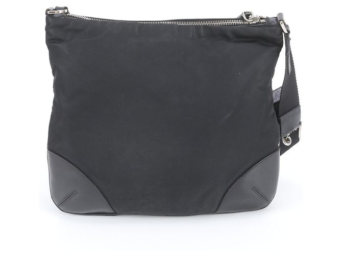 Prada Tessuto Nylon Triangle Logo Leather Messenger Bag - view 3