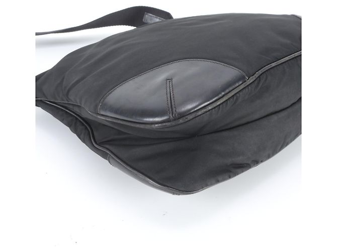 Prada Tessuto Nylon Triangle Logo Leather Messenger Bag - view 4