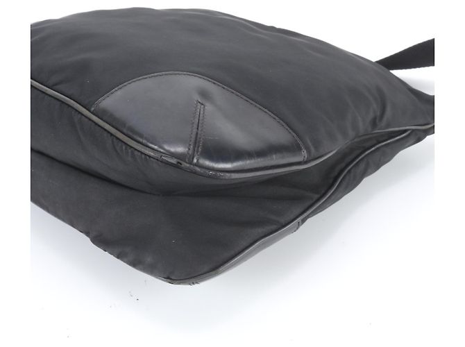 Prada Tessuto Nylon Triangle Logo Leather Messenger Bag - view 5