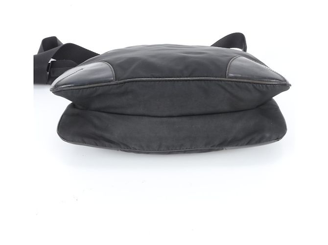 Prada Tessuto Nylon Triangle Logo Leather Messenger Bag - view 6
