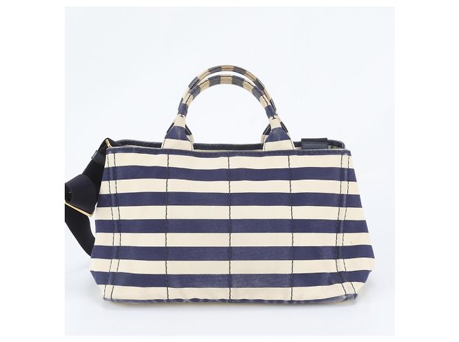 Borsa Tote/Borsa a Tracolla Prada Canapa Border 2-Way - vista 4