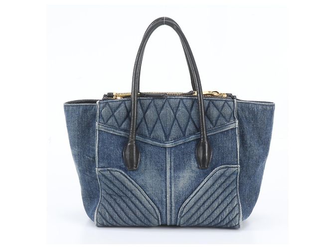Borsa Tote Miu Miu in Denim e Pelle Biker - vista 3