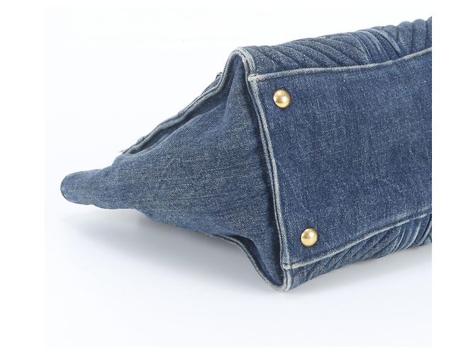 Borsa Tote Miu Miu in Denim e Pelle Biker - vista 5