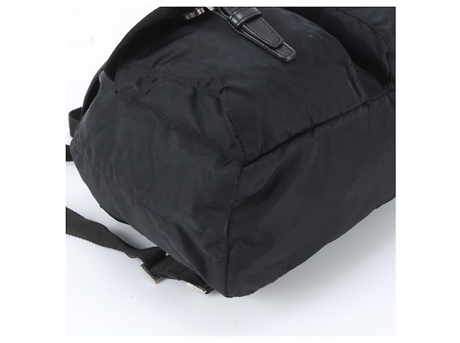 Prada Tessuto Nylon Triangle Logo Leather Backpack - view 4