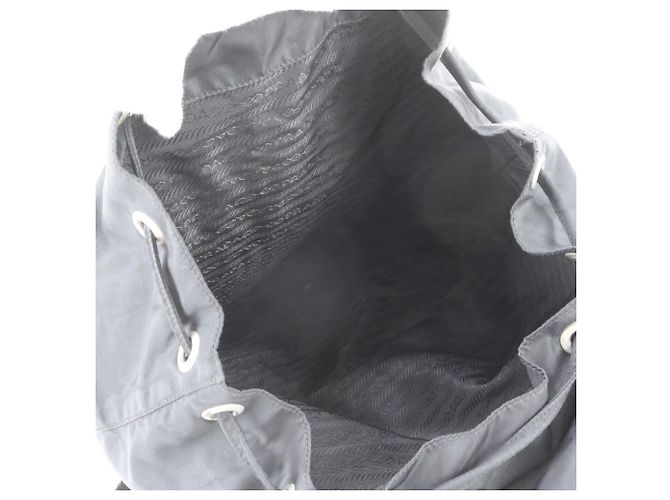 Prada Tessuto Nylon Triangle Logo Leather Backpack - view 7