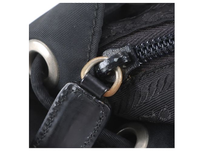 Prada Tessuto Nylon Triangle Logo Leather Backpack - view 8