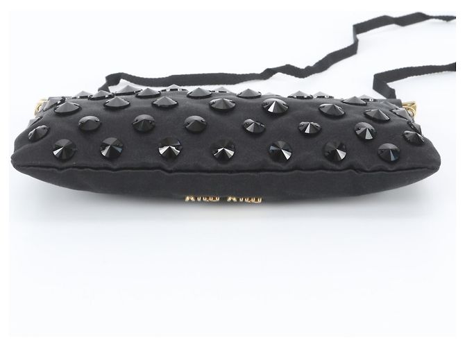 Borsa a tracolla borchiata nera Miu Miu - vista 6