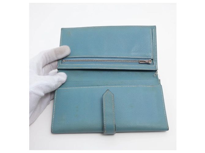 Béarn Hermès Hermes Bearn Langbeutel aus blauem Leder - Ansicht 3