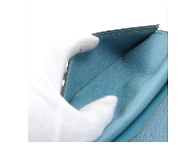 Béarn Hermès Hermes Bearn Langbeutel aus blauem Leder - Ansicht 8