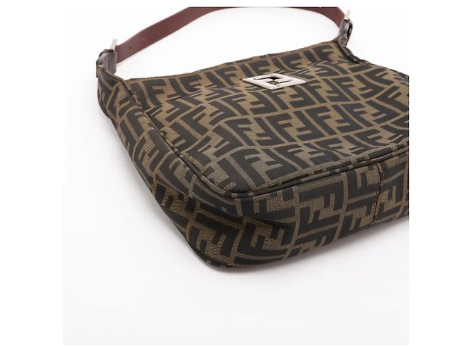 Borsa One-Shoulder Fendi Zucca in pelle e canvas - vista 4