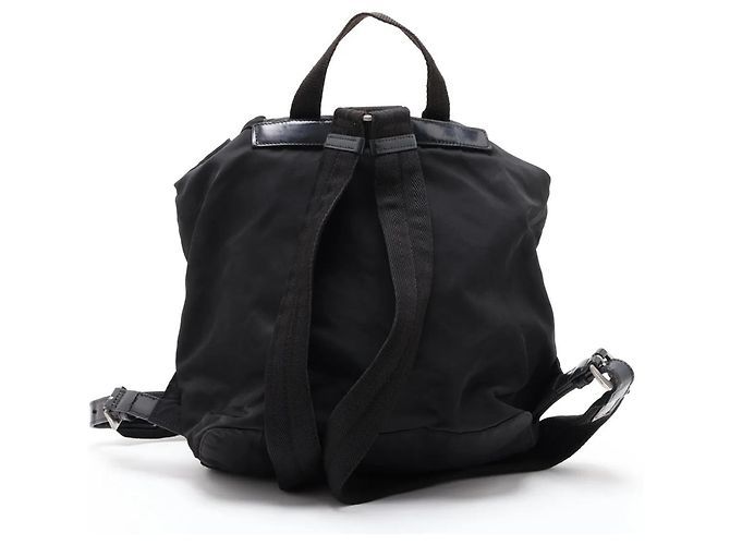 Prada Tessuto Nylon Triangle Logo Leather Backpack - view 2