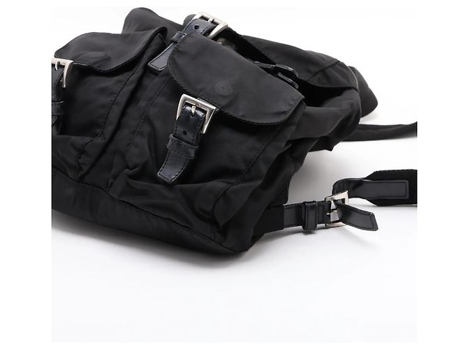 Prada Tessuto Nylon Triangle Logo Leather Backpack - view 3