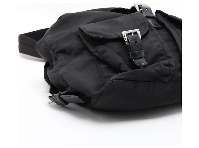 Prada Tessuto Nylon Triangle Logo Leather Backpack - view 4