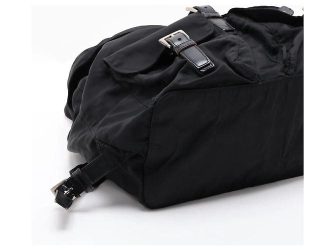 Prada Tessuto Nylon Triangle Logo Leather Backpack - view 4