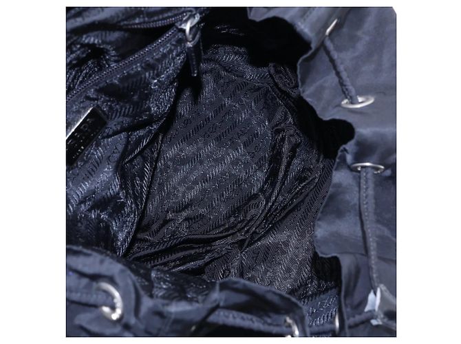 Prada Tessuto Nylon Triangle Logo Leather Backpack - view 7