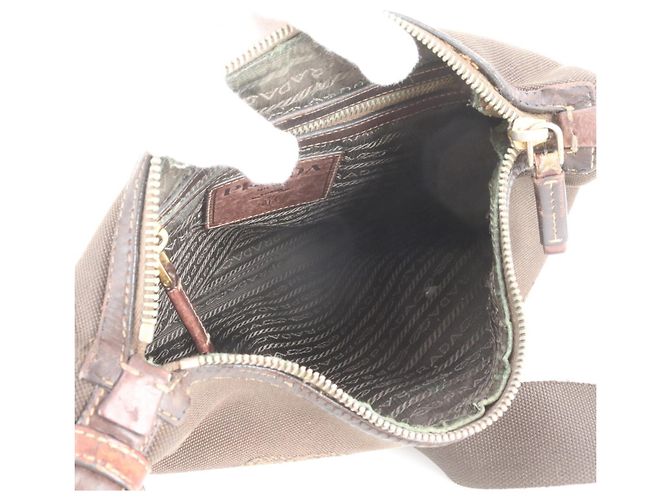 Bolsa Messenger Prada em couro e tela - vista 7