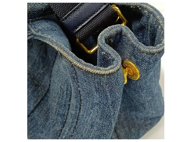 Borsa a tracolla Prada Canapa Denim Blue con logo triangolare - vista 10