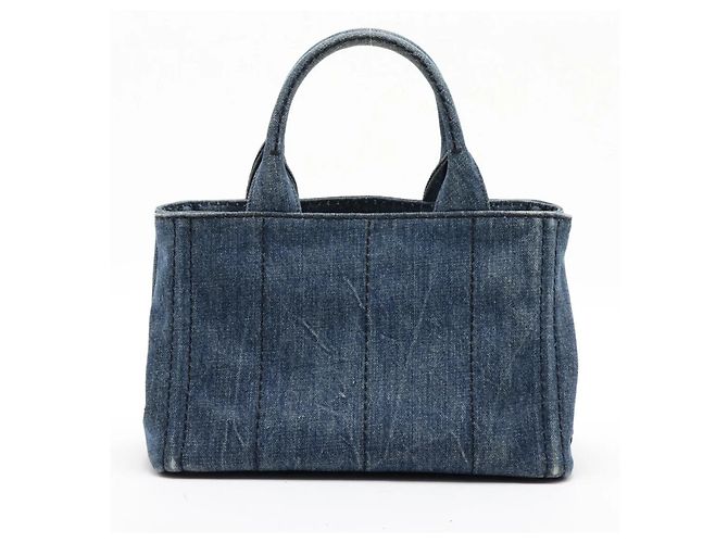 Borsa a tracolla Prada Canapa Denim Blue con logo triangolare - vista 3