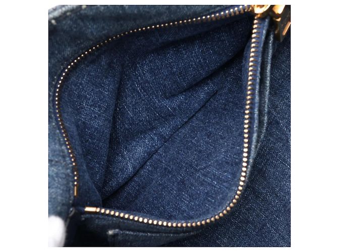 Borsa a tracolla Prada Canapa Denim Blue con logo triangolare - vista 9