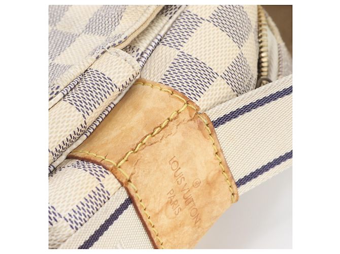 Borsa a tracolla in pelle Louis Vuitton Damier Azur Naviglio N51189 - vista 9