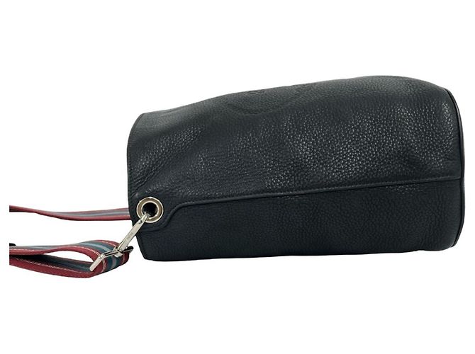 Borsa a tracolla in pelle con logo Prada impresso - vista 4