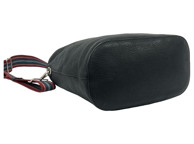 Borsa a tracolla in pelle con logo Prada impresso - vista 6